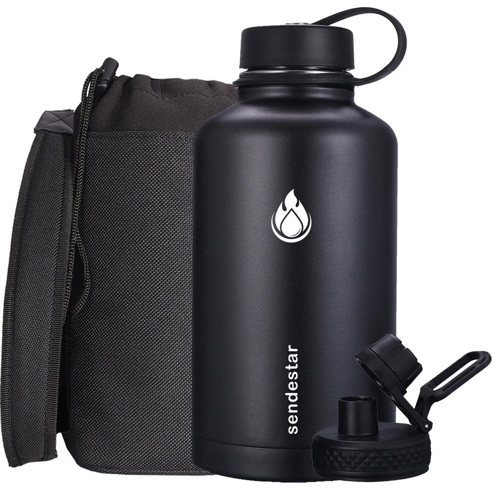 SENDESTAR Stainless Steel Water Bottle-64oz with 2lids