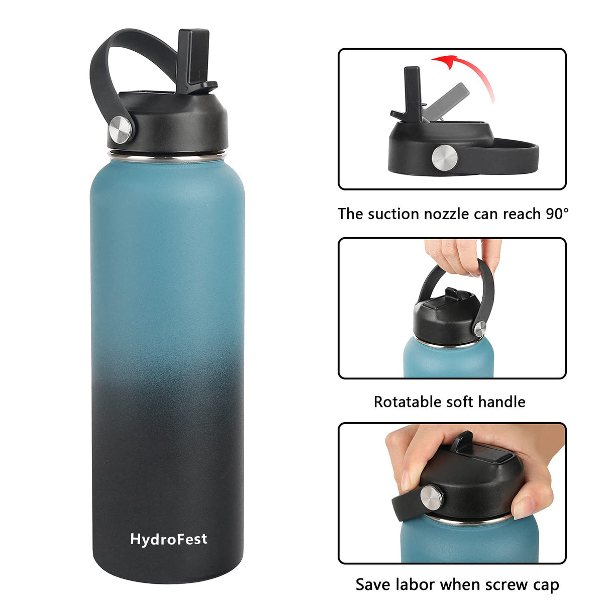 HydroFest Insulated Water Bottle, 64oz Water Bottle with Straw lid, Sp –  sendestar