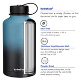 HydroFest Insulated Water Bottle,64 oz Water Bottle with Straw Lid, Stainless Steel Water Bottle with Bottle Holder, Simple Thermos Canteen Mug, Keep Cold for 48 Hrs Hot for 24 Hrs-Marin Cyan