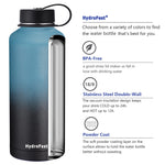 HydroFest Metal Water Bottle,84 oz Half Gallon Water Bottle with Straw Lid, Stainless Steel Water Bottle with Bottle Holder, Simple Thermos Canteen Mug, Keep Cold for 48 Hrs Hot for 24 Hrs-Marin Cyan