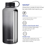 HydroFest Sports Water Bottle, 84oz Half Gallon Water Bottle with Straw Lid, Spout Lid & Flex Cap Large Jug, Half Gallon Water Bottle with Bottle Holder, Simple Thermos Canteen Mug,BPA-Free-Gray&Night