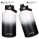 HydroFest 64 oz Water Bottle with Straw Lid, Wide Mouth Water Bottle Double Wall Insulated Stainless Steel Thermos Water Flask with Straw and Bottle Holder,Simple Thermos Canteen Mug-Day&Night