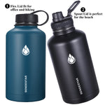 SENDESTAR Stainless Steel Water Bottle-64oz with 2lids (Spout Lid) Keeps Liquids Hot or Cold with Double Wall Vacuum Insulated Bottle (64 oz-Black)