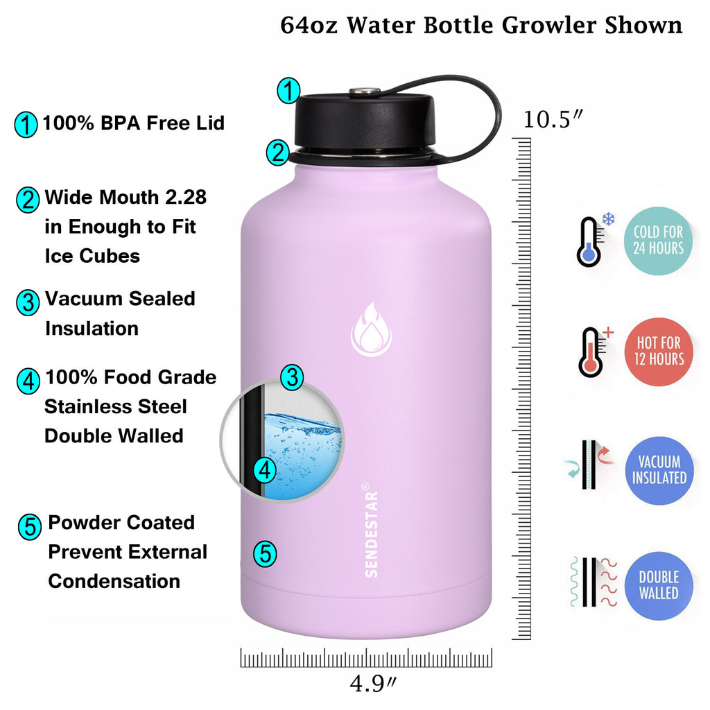 24 oz Stainless Steel Insulated Water Bottle - Purple