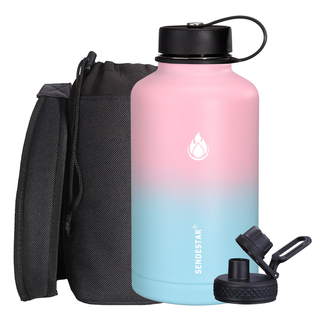 Hydro Flask Water Bottle pink blue Wide Mouth with Straw Lid 32oz