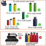 SENDESTAR Straw Lid for Hydro Flask Wide Mouth Sports Water Bottle with 2 Straws and 1 Brush (Black)