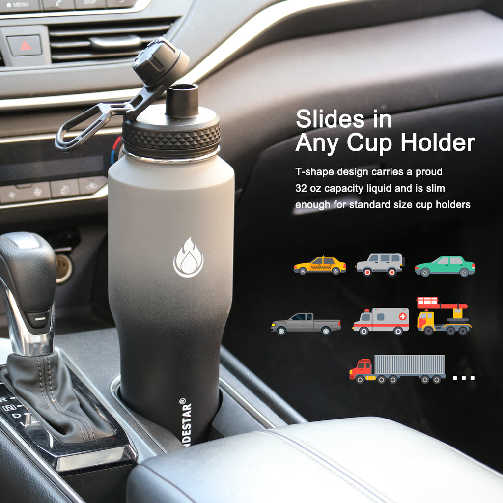 Water Bottle,Stainless Steel Vacuum Insulated Leak Proof Straw Water Cup  with Metal Straw Fit for Car Holder,Keep Cold up to 24H