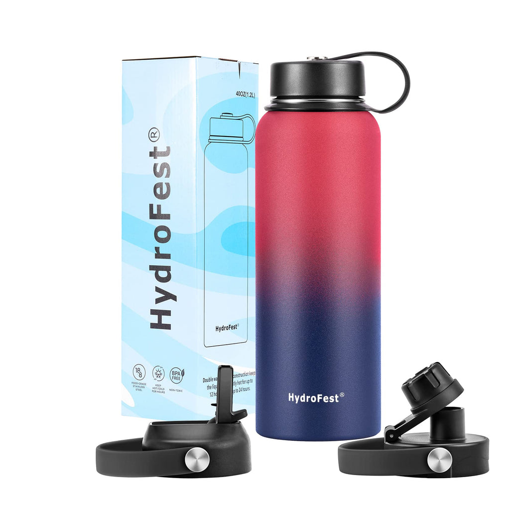 HydroFest Water Bottle with Straw, Thermos Water Bottle 40 oz