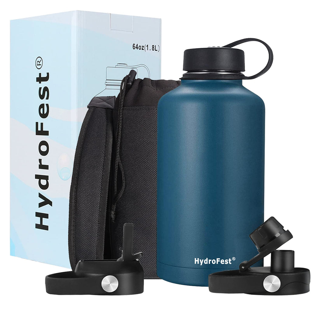 HydroFest Insulated water bottle 64 oz with Straw Lid, Wide Mouth Doub –  sendestar