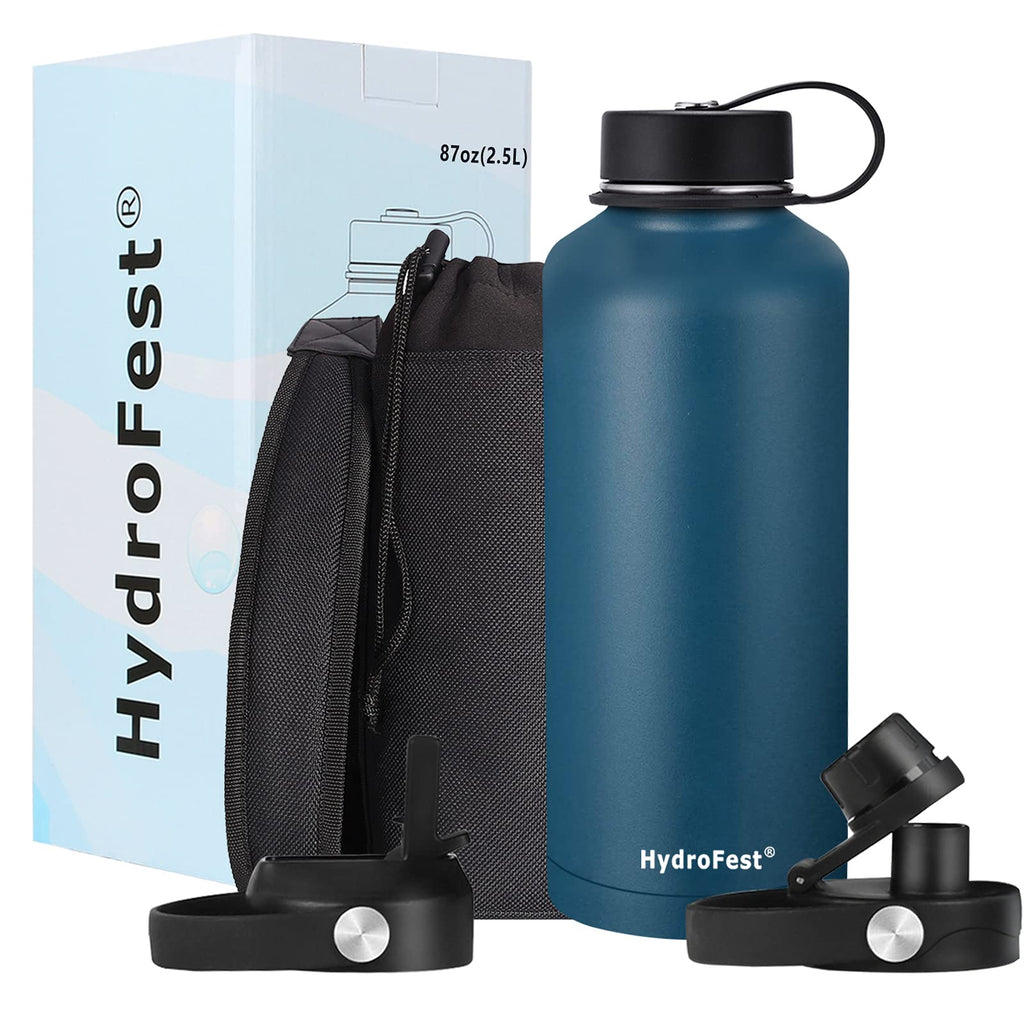 HydroFest Insulated water bottle 84 oz with Straw Lid Large Jug, Wide –  sendestar
