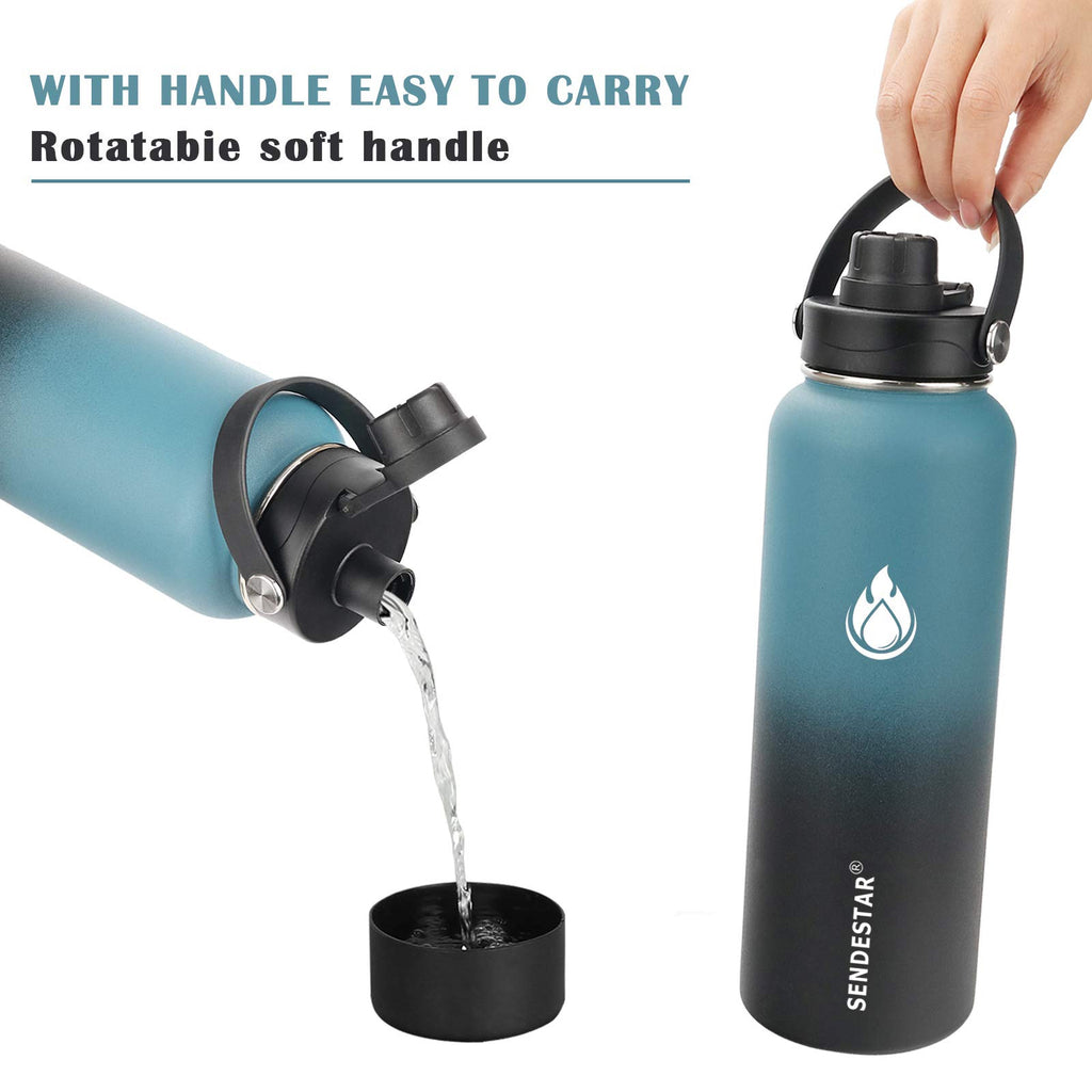 18 Oz Wide Mouth Water Bottle With Spout Lid