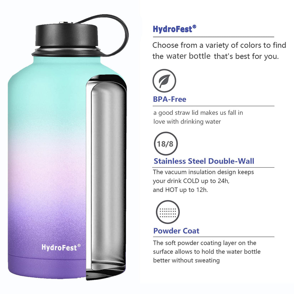 ThermoFlask Double Wall Vacuum Insulated Stainless Steel 2-Pack of Water  Bottles, 40 Ounce, Superior Blue/Mauve