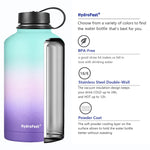 HydroFest Insulated Water Bottle, 64oz Water Bottle with Straw lid, Spout Lid & Flex Cap, 64 oz Water Bottle with Sleeve, BPA Free & Leak-proof Simple Thermos Canteen Mug (Hydrangea）