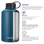 HydroFest Insulated water bottle 64 oz with Straw Lid, Wide Mouth Double Wall Insulated Stainless Steel Thermos Water Flask with Straw and Bottle Holder,Cold for 48 Hrs Hot for 24 Hrs-Cobalt
