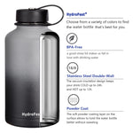 HydroFest Sports Water Bottle, 64oz Water Bottle with Straw Lid, Spout Lid & Flex Cap, Half Gallon Water Bottle with Bottle Holder, Simple Thermos Canteen Mug,BPA-Free-Gray&Night