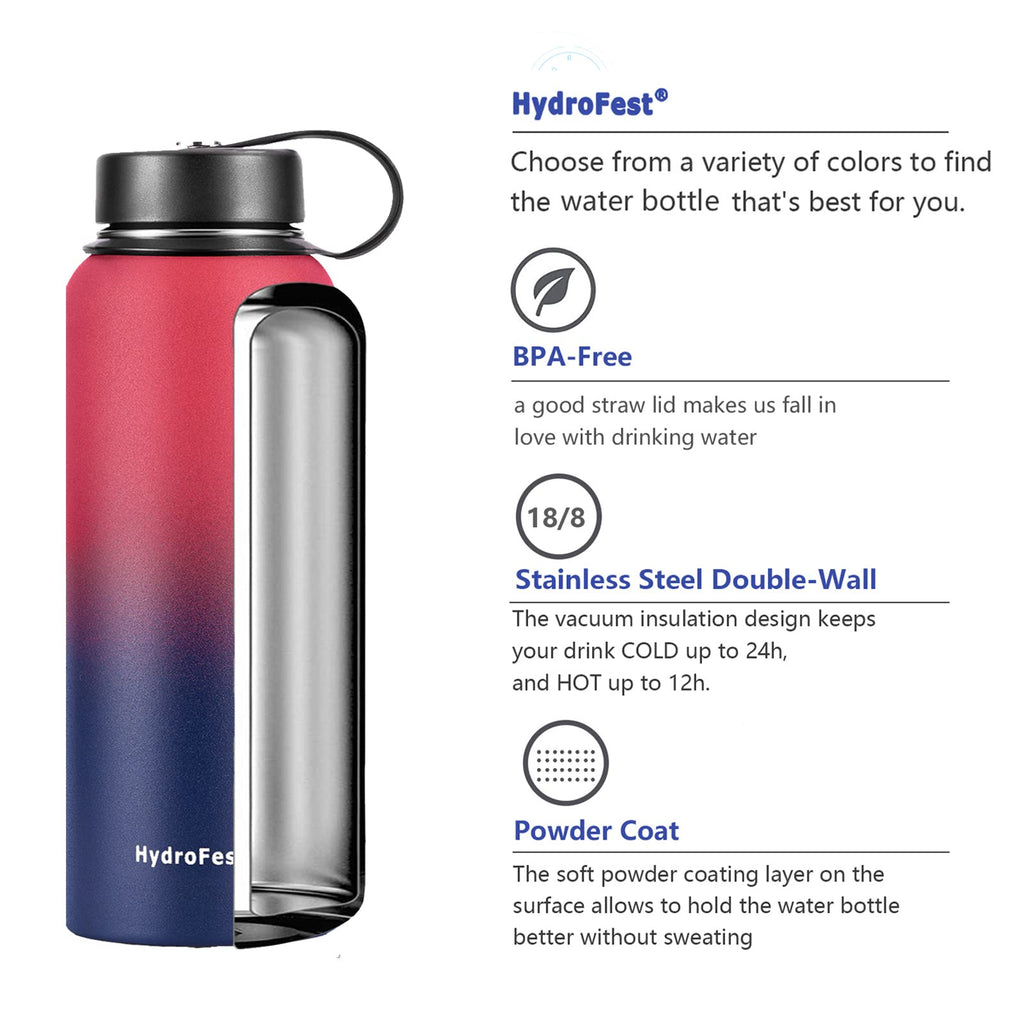 Insulated Water Bottle With Straw Lid & Spout Lid, - 32 oz - Vacuum