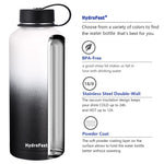 HydroFest Half Gallon Water Bottle with Straw Lid, Wide Mouth Water Bottle Double Wall Insulated Stainless Steel Thermos Water Flask with Straw and Bottle Holder,Simple Thermos Canteen Mug-Day&Night