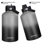 HydroFest Sports Water Bottle, 64oz Water Bottle with Straw Lid, Spout Lid & Flex Cap, Half Gallon Water Bottle with Bottle Holder, Simple Thermos Canteen Mug,BPA-Free-Gray&Night