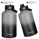 HydroFest Sports Water Bottle, 64oz Water Bottle with Straw Lid, Spout Lid & Flex Cap, Half Gallon Water Bottle with Bottle Holder, Simple Thermos Canteen Mug,BPA-Free-Gray&Night