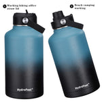 HydroFest Insulated Water Bottle,64 oz Water Bottle with Straw Lid, Stainless Steel Water Bottle with Bottle Holder, Simple Thermos Canteen Mug, Keep Cold for 48 Hrs Hot for 24 Hrs-Marin Cyan