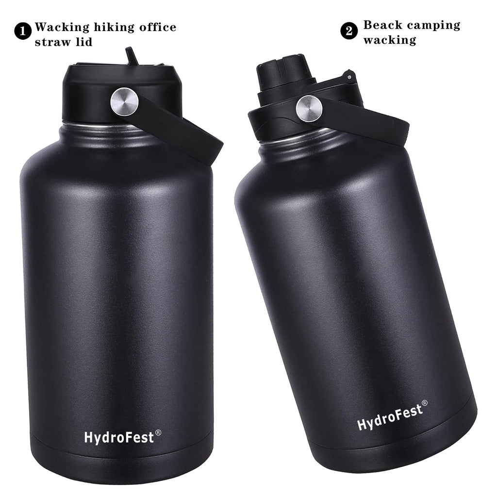 Black Metal Water Bottle - BPA Free Stainless Steel