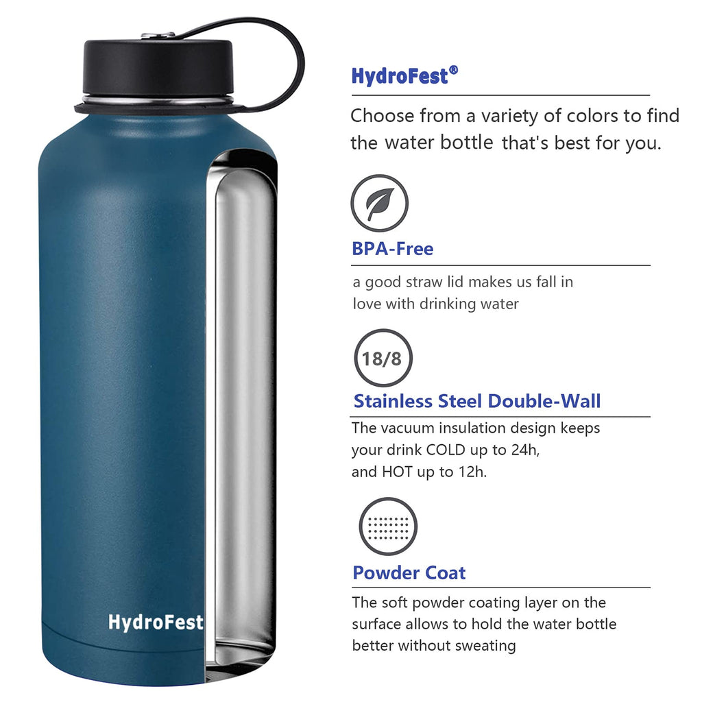HydroFest Insulated water bottle 84 oz with Straw Lid Large Jug, Wide –  sendestar