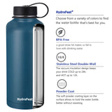 HydroFest Insulated water bottle 84 oz with Straw Lid Large Jug, Wide Mouth Double Wall Insulated Stainless Steel Thermos Water Flask with Straw and Bottle Holder,Cold for 48 Hrs Hot for 24 Hrs-Cobalt