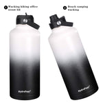 HydroFest Half Gallon Water Bottle with Straw Lid, Wide Mouth Water Bottle Double Wall Insulated Stainless Steel Thermos Water Flask with Straw and Bottle Holder,Simple Thermos Canteen Mug-Day&Night