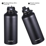 HydroFest Water Bottle, Insulated Water Bottle with Straw lid Large Jug,water bottle with Bottle Holder, Metal Water bottle Keeps Water Cold All Day,Half Gallon Water Bottle with straw, BPA Free-Black