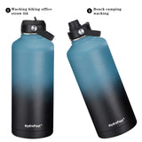 HydroFest Metal Water Bottle,84 oz Half Gallon Water Bottle with Straw Lid, Stainless Steel Water Bottle with Bottle Holder, Simple Thermos Canteen Mug, Keep Cold for 48 Hrs Hot for 24 Hrs-Marin Cyan